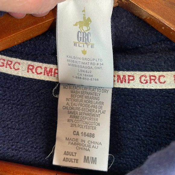 RCMP GRC Elite Licensed Unisex 3D Logo Zip Hoodie Sweatshirt Navy Blue Red M - Picture 7 of 10